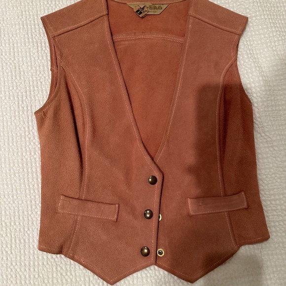 Vintage Pink Suede Vest - Picture 1 of 7
